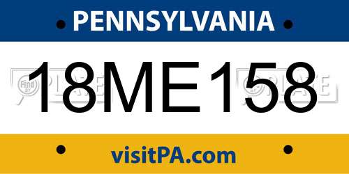 18ME158 Pennsylvania License Plate