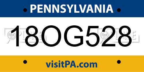 18OG528 Pennsylvania License Plate