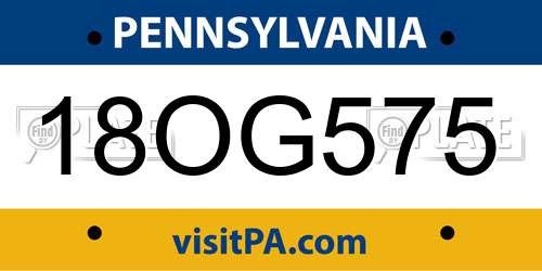 18OG575 Pennsylvania License Plate