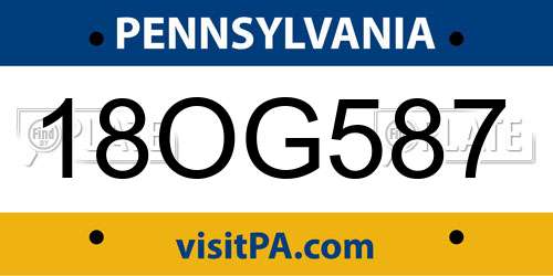 18OG587 Pennsylvania License Plate