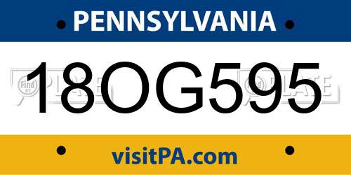 18OG595 Pennsylvania License Plate