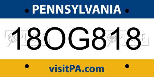 18OG818 Pennsylvania License Plate
