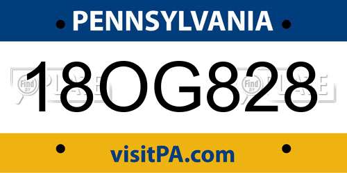 18OG828 Pennsylvania License Plate