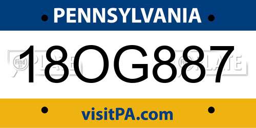 18OG887 Pennsylvania License Plate