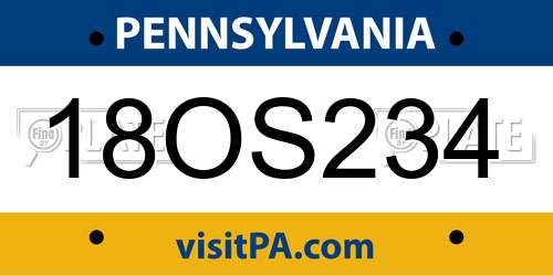 18OS234 Pennsylvania License Plate