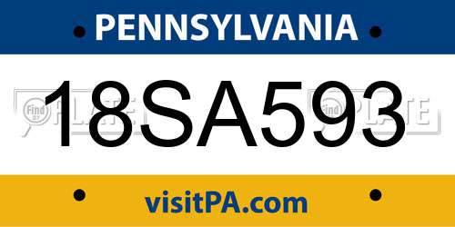 18SA593 Pennsylvania License Plate