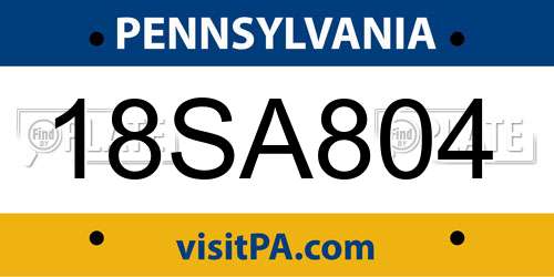 18SA804 Pennsylvania License Plate