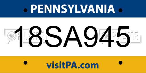 18SA945 Pennsylvania License Plate