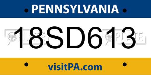 18SD613 Pennsylvania License Plate