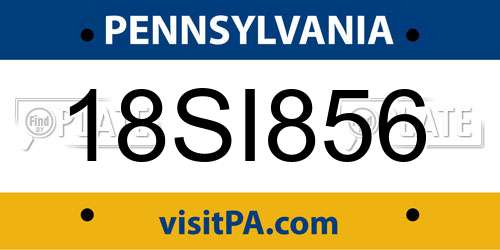 18SI856 Pennsylvania License Plate