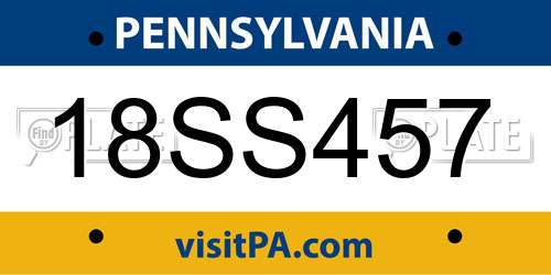 18SS457 Pennsylvania License Plate