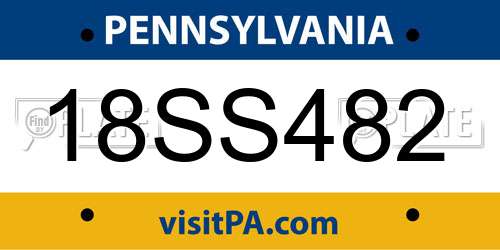 18SS482 Pennsylvania License Plate