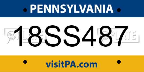 18SS487 Pennsylvania License Plate