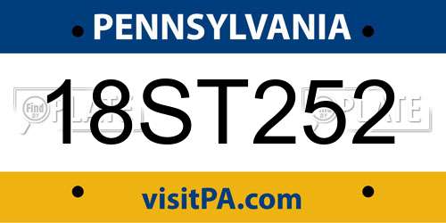 18ST252 Pennsylvania License Plate