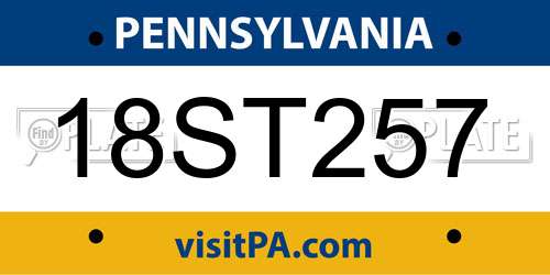 18ST257 Pennsylvania License Plate