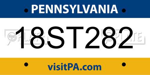 18ST282 Pennsylvania License Plate