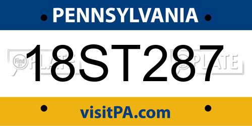 18ST287 Pennsylvania License Plate
