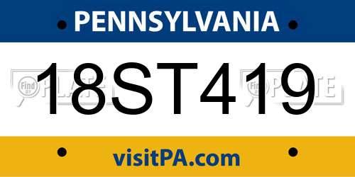 18ST419 Pennsylvania License Plate