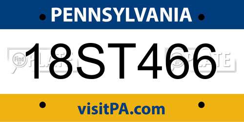 18ST466 Pennsylvania License Plate