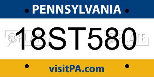 18ST580 Pennsylvania License Plate