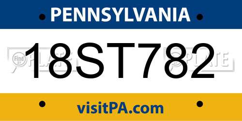 18ST782 Pennsylvania License Plate