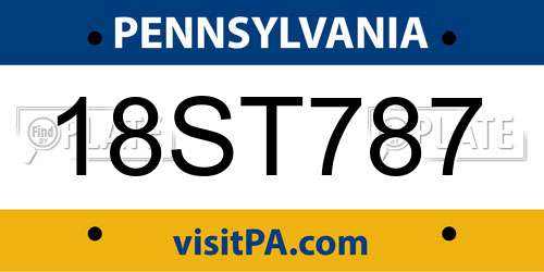 18ST787 Pennsylvania License Plate