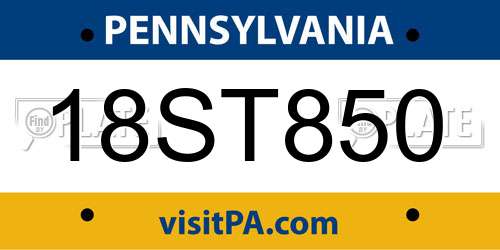 18ST850 Pennsylvania License Plate
