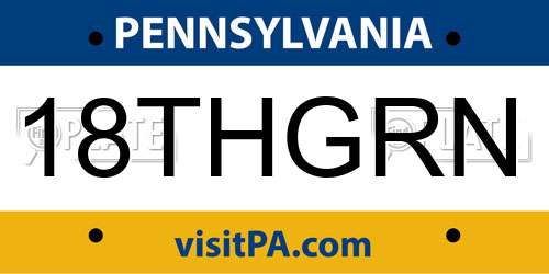 18THGRN Pennsylvania License Plate