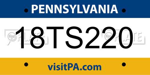 18TS220 Pennsylvania License Plate