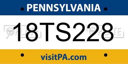 18TS228 Pennsylvania License Plate
