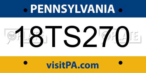 18TS270 Pennsylvania License Plate