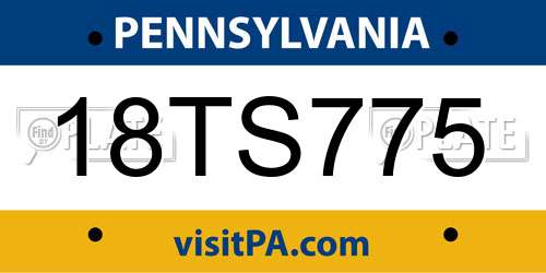 18TS775 Pennsylvania License Plate