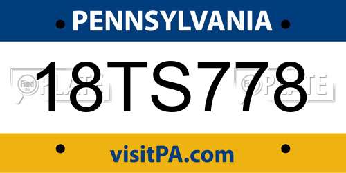 18TS778 Pennsylvania License Plate