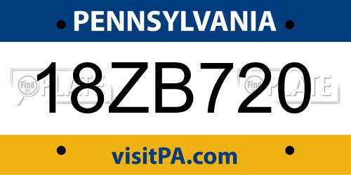 18ZB720 Pennsylvania License Plate