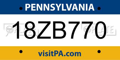 18ZB770 Pennsylvania License Plate