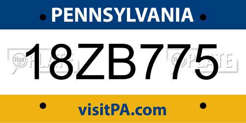 18ZB775 Pennsylvania License Plate