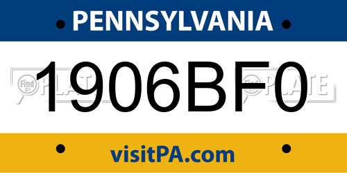1906BF0 Pennsylvania License Plate