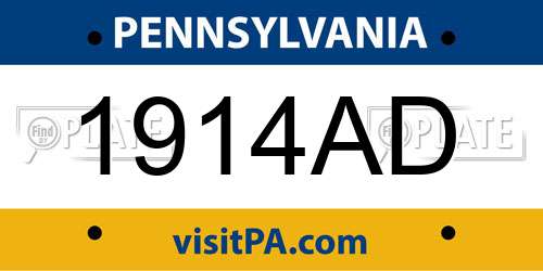 1914AD Pennsylvania License Plate