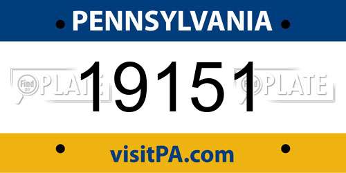 19151 Pennsylvania License Plate