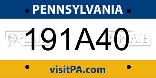 191A40 Pennsylvania License Plate