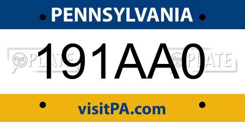 191AA0 Pennsylvania License Plate