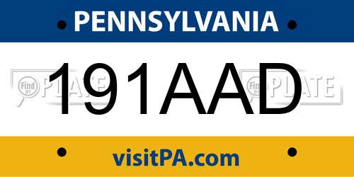 191AAD Pennsylvania License Plate