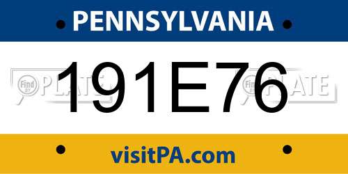 191E76 Pennsylvania License Plate
