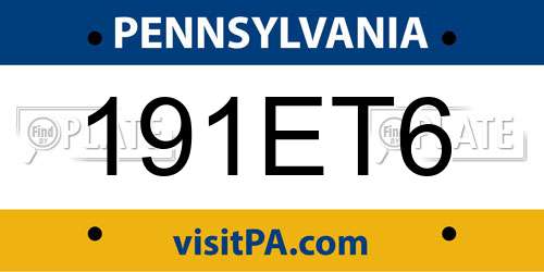 191ET6 Pennsylvania License Plate