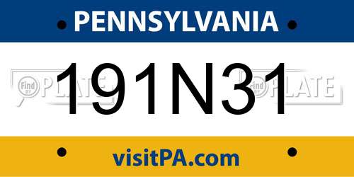 191N31 Pennsylvania License Plate