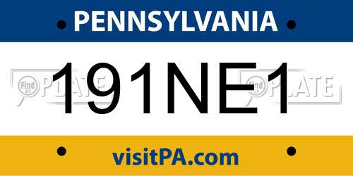 191NE1 Pennsylvania License Plate