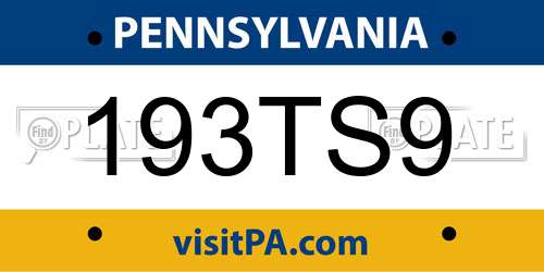 193TS9 Pennsylvania License Plate