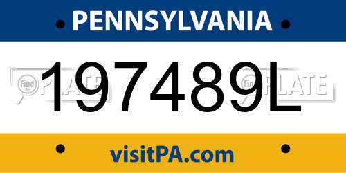 197489L Pennsylvania License Plate