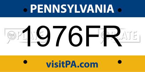 1976FR Pennsylvania License Plate