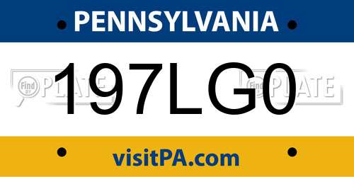 197LG0 Pennsylvania License Plate